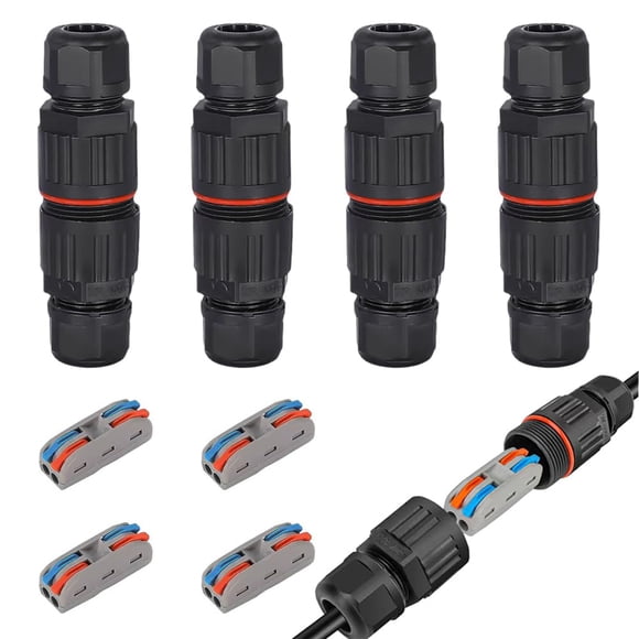 Conectores de cable Andefu de 2 pines impermeables IP68, paquete de 4