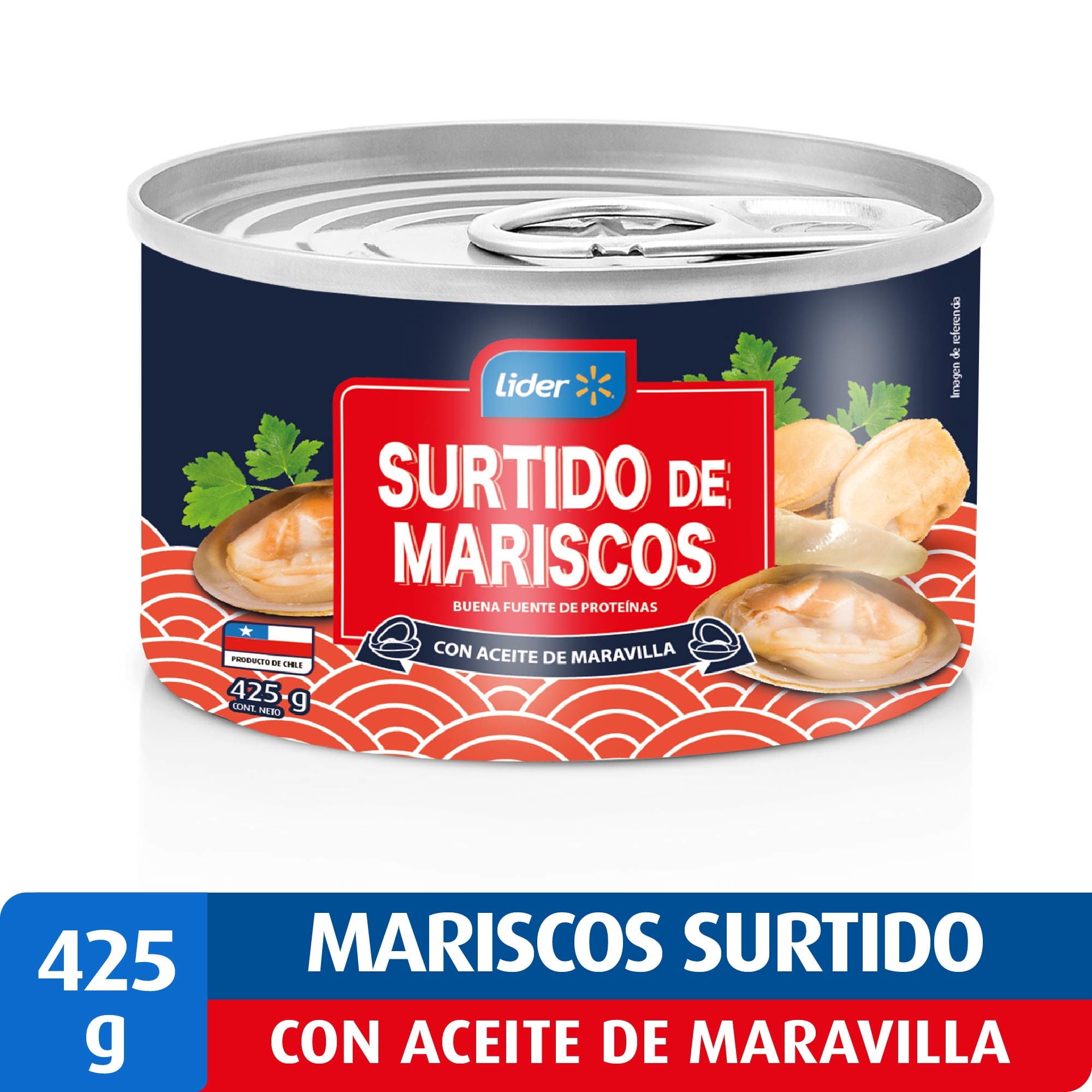 Surtido De Mariscos Aceite De Maravilla Lata Drenado 213 g - Neto 425 g Lider