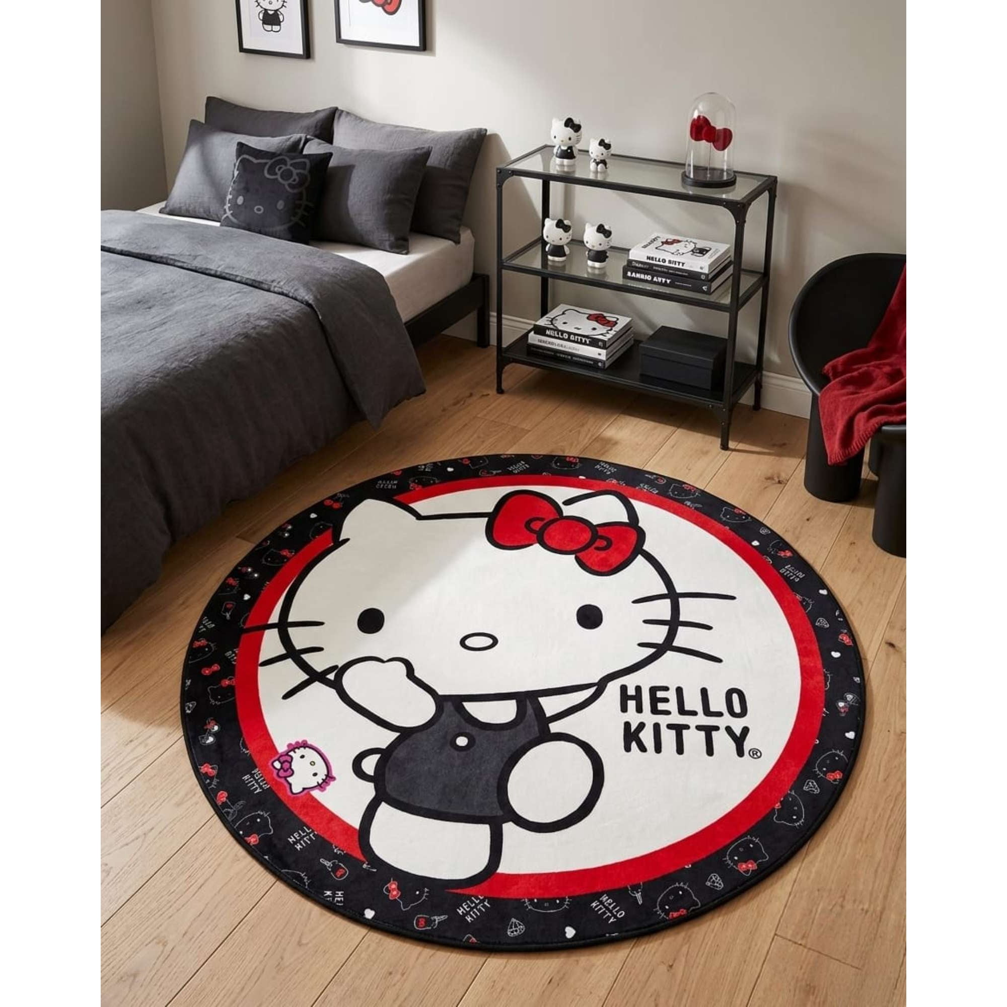 Mylhogar - Alfombra Circular Acolchada Infantil De 80cm De Hello Kitty