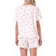 thumbnail image 3 of NSPIRE CHIC Conjuntos de Pijamas para Mujer Manga Corta Cuello Peter Pan Volante Recortado Conjunto de Descanso con Botones y Shorts L Rosa, 3 of 6