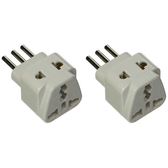 Adaptador de enchufe Ckitze BA12-2PK 2 en 1 de EE. UU. a Italia tipo L, paquete de 2