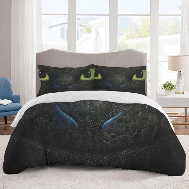 How to Train Your Dragon Bedding Sets Cartoon Duvet Cover Lightweight 3 Piece Bet Sets for Kids Boys Girls