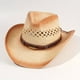 thumbnail image 1 of Boho Western Cowboy Straw Hat - Hand Woven Faux Jade Chain Decor Hat for Women, Men, and Unisex - Perfect for Summer Beach and Casual Wear, 1 of 5