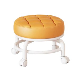 Magideal - Taburete Giratorio De 360 Degree, Asiento De Trabajo Portátil, Silla Baja Con Ruedas Silenciosas Para Cocina Casera , Naranja