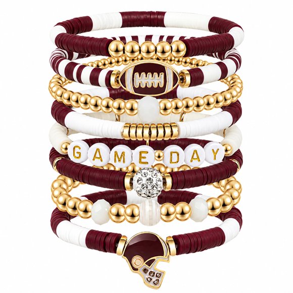 Pulsera Artlunar de Fútbol Apilable Burdeos/Blanca
