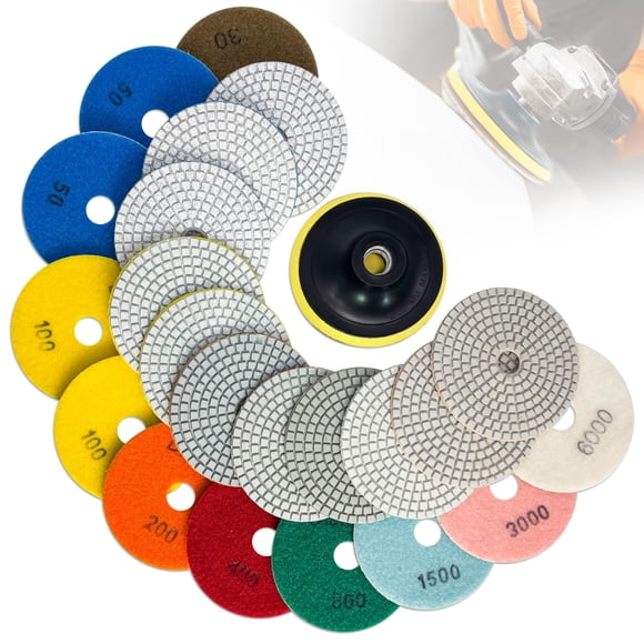 Juego de discos de pulido de diamante DiamDr de 4" para uso húmedo y seco, 12 piezas