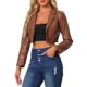 thumbnail image 1 of INSPIRE CHIC Blazer Corto de Cuero Sintético para Mujer con Solapa de Muesca y Cierre de un Solo Botón Chaqueta Moto PU M Marrón, 1 of 6
