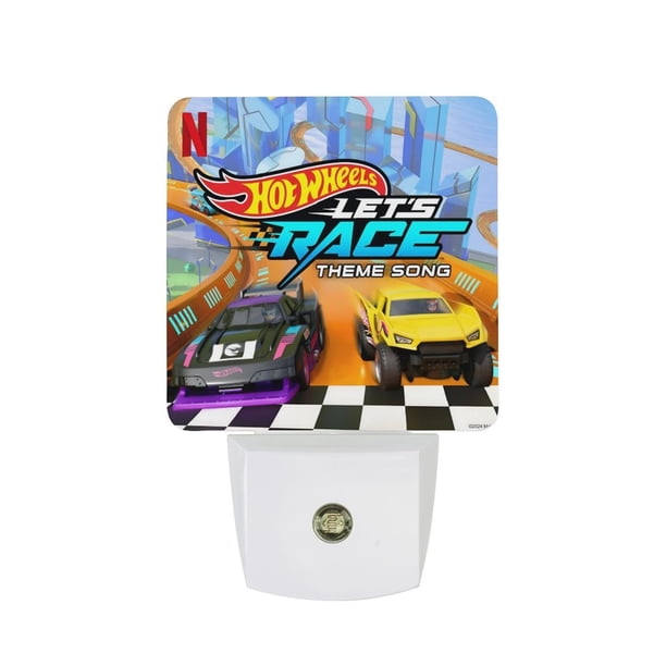 Hot Wheels: ¡A Correr! Luz nocturna LED con sensor de anochecer a amanecer para dormitorio, baño, pasillo, escaleras - Lámpara LED nocturna de enchufe, 0.5W - 1 pieza