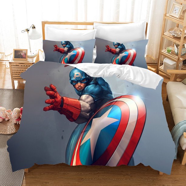 v1429 Bed Sheets The Avengers Bedding Sets,Hero character Duvet Cover,Boy children Bedclothes Bed Linen Gift,S- Theme Quilt Cover 3-Piece Bedding Set (1 Duvet Cover + 2 Pillow Shams) Bed Sheets ju1429