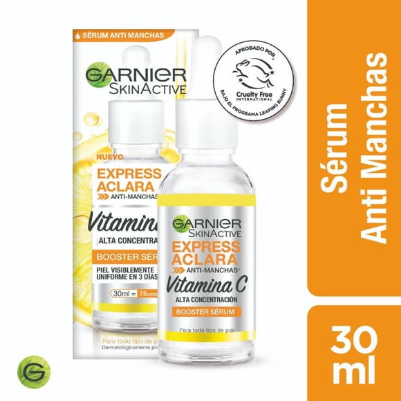 Sérum Facial Garnier Vitamina C Booster Express Aclara Antimanchas.