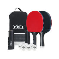 Genérico - X2 Paletas De Ping Pong Estuche + Malla Red + 6 Pelotas Goat