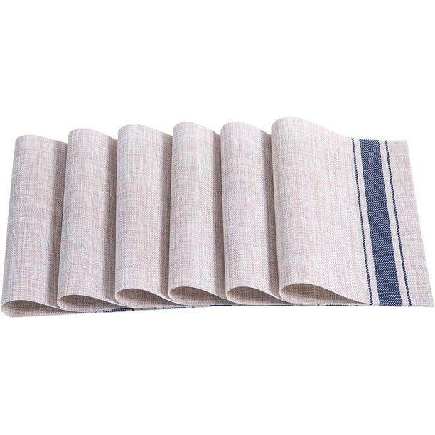 Juego de 4 manteles individuales resistentes al calor y a las manchas, antideslizantes, lavables, para cocina y comedor, 45 x 30 cm (juego de 6 en azul)