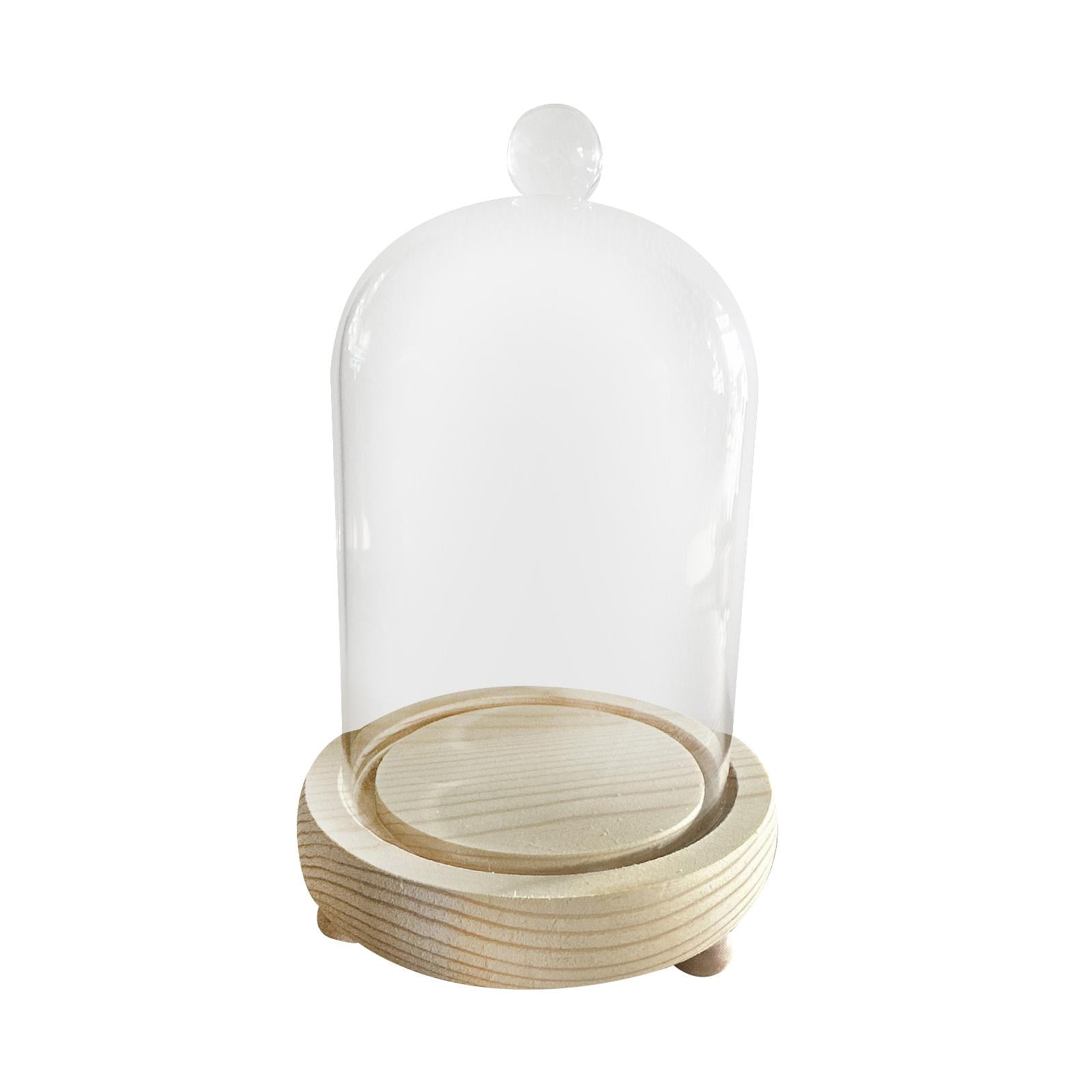 Magideal - Campana De Exhibición De Cúpula De Vidrio Cloche, Vitrina Portátil Y Versátil, Centro De Mesa, Base De Madera Para Regalo De Inauguración De La Casa 10x13cm