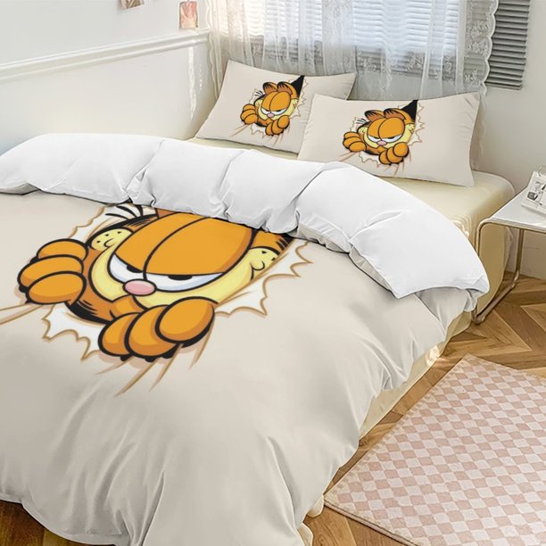 Khaki Garfield Comforter Set Soft 3 Pcs Twin Bedding Sets Thicken for All Season