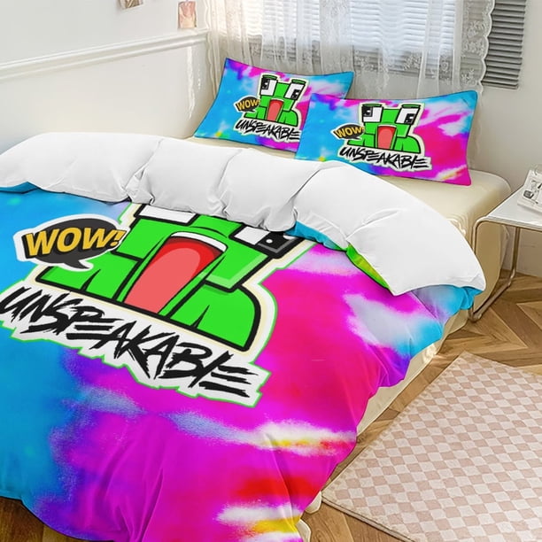 Blue Red Tie Dye Unspeakable Comforter Set Soft 3 Pcs Twin Bedding Sets Thicken for All Season