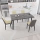 thumbnail image 1 of 55.12-70.87" expandable rectangular dining table that can accommodate 4-6 people, equipped with 4 PU fabric thick padded dining chairs , kitchen table and chairs, with black metal legs, 1 of 3