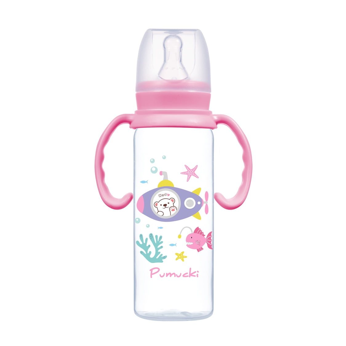 Pumucki - Mamadera De Plástico Anticolico, Color Rosado, 240 Ml