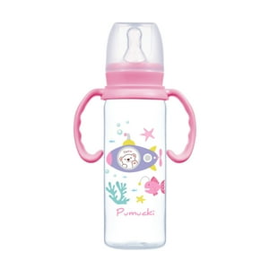 Pumucki - Mamadera De Plástico Anticolico, Color Rosado, 240 Ml