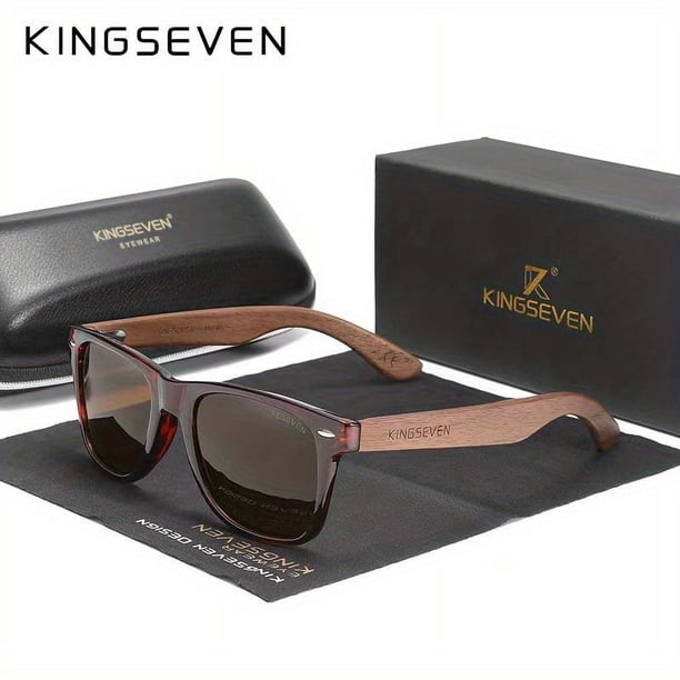 Handmade Wooden Sunglasses by KINGSEVEN - UV400 Protection, Polarized Lenses, Retro Design - Perfect for Men & Women!