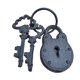 thumbnail image 1 of Candado de Hierro Antiguo Decorativo con Llave, 1 of 3