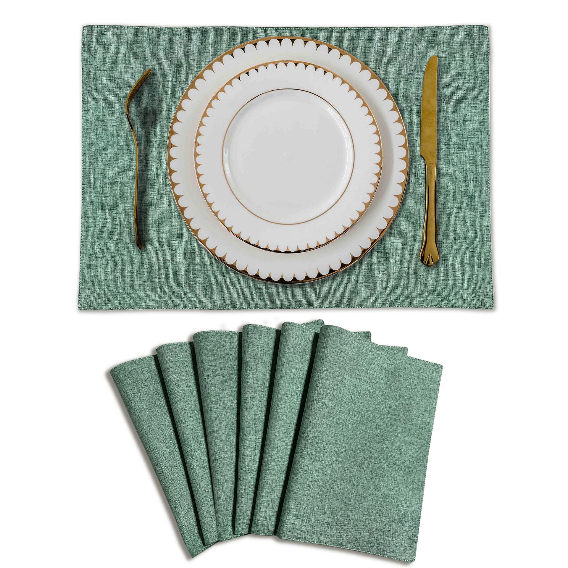 Xmhytop Juego De 6 Manteletes Individuales Texturizados Clásicos, Resistentes A Manchas, Ideal Para Barbacoas Y Mesas De Comedor, Estilo E, 48*33cm, Verde Claro