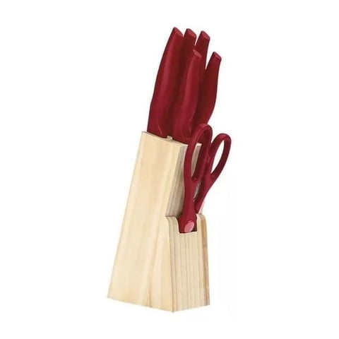 Brinox - Set De Cuchillos Cross Para Cocina 6 Piezas Mango Rojo