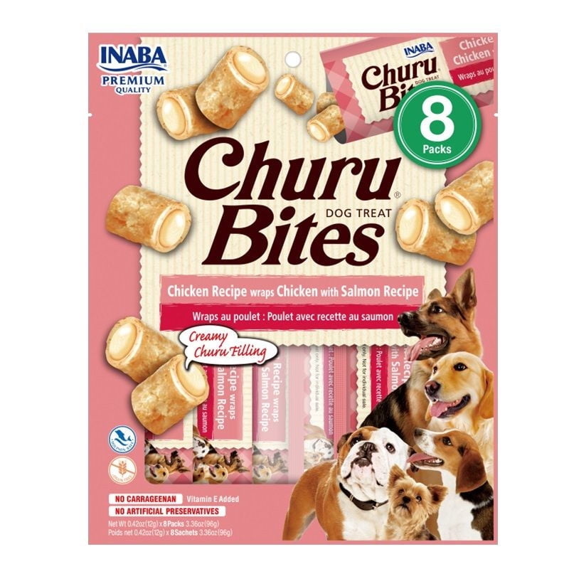 Churu - Snack Perro Adulto Sabor Pollo Y Salmón Sachet Pack 8 Un