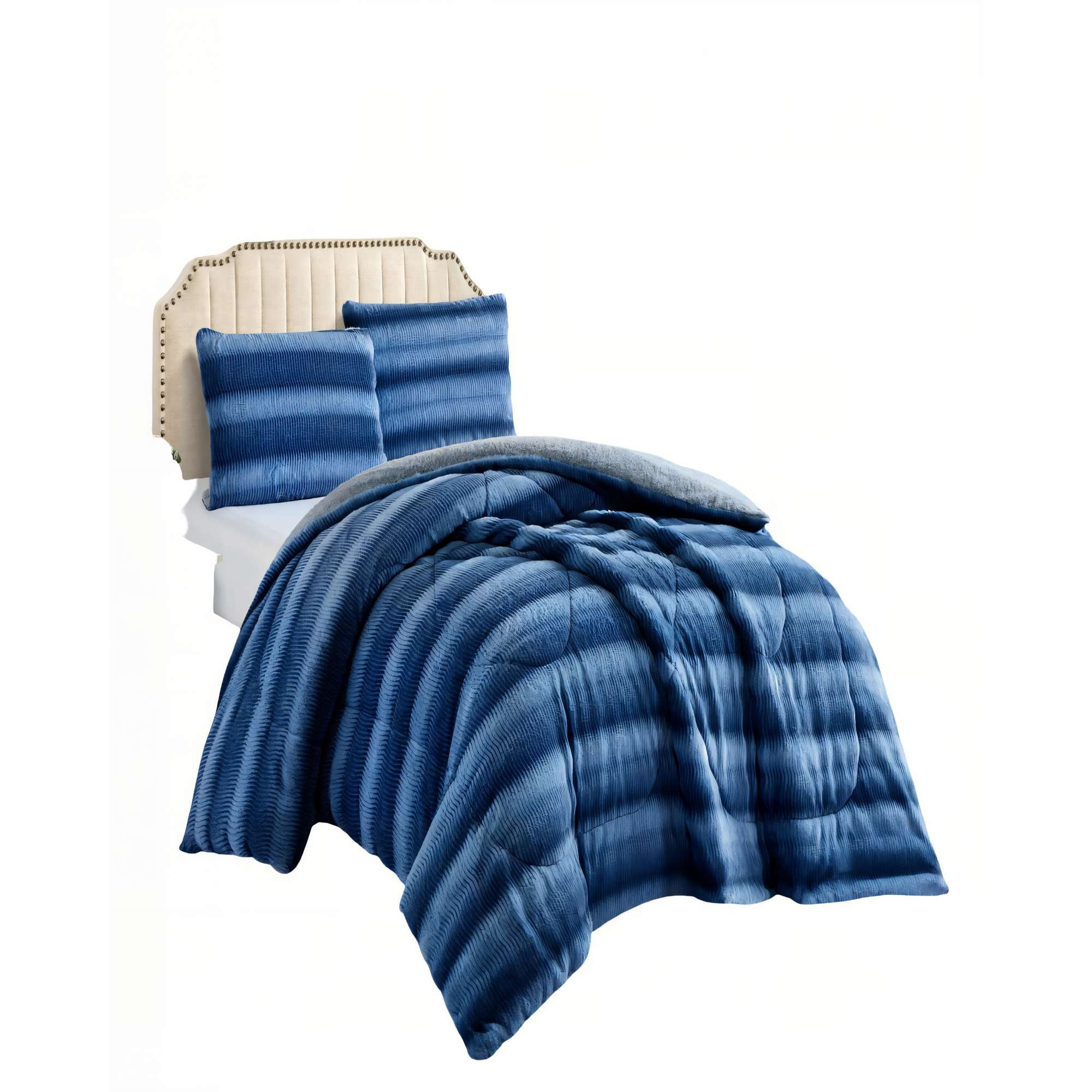 Genérico - Cobertor Piel De Conejo Imitacion Con Diseño 2plaza Color Azul