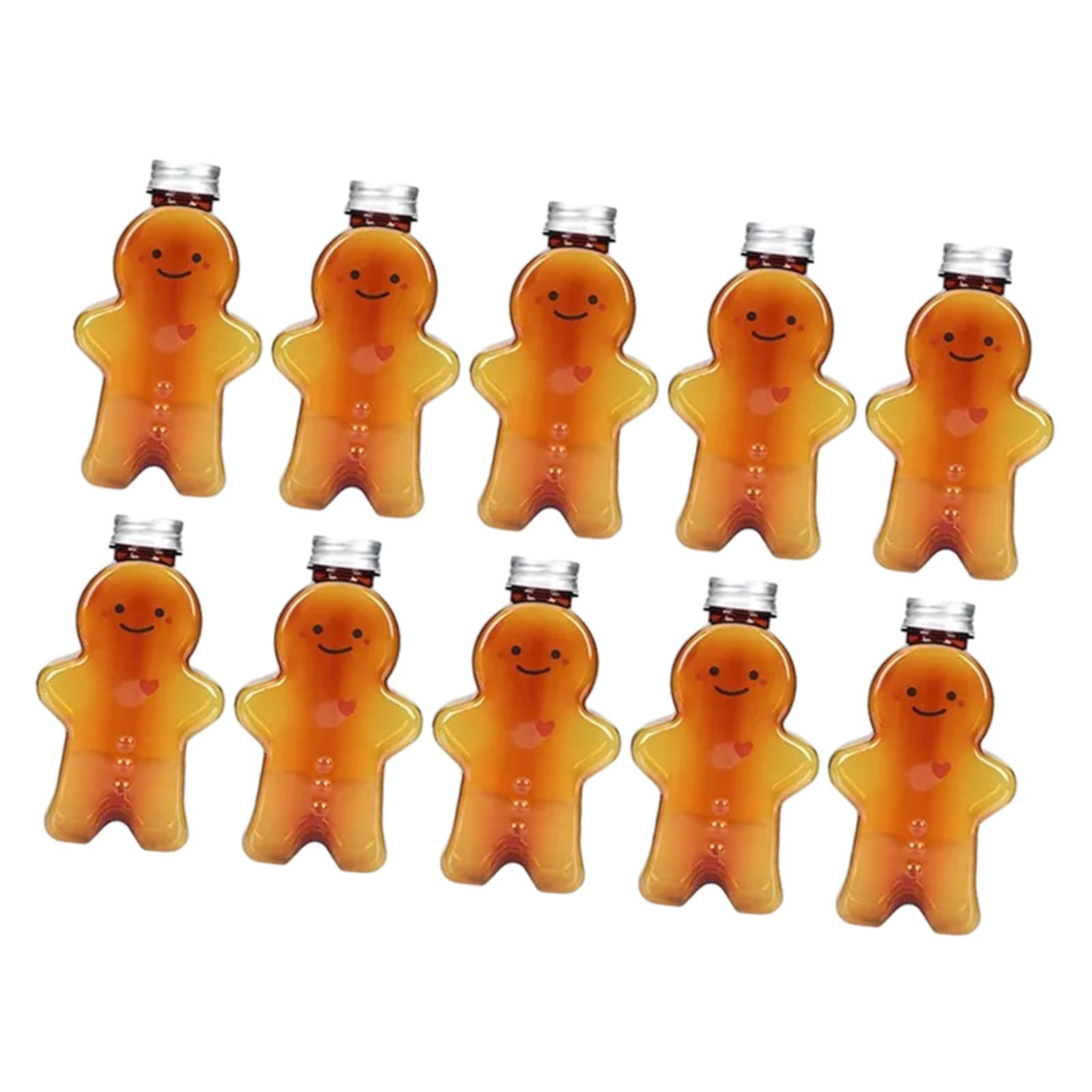 Magideal - 10 Piezas Botellas De Jugo Vacías Con Tapa Hermética También Como Recipientes Para Líquidos Envases De Leche Y Tarros De Plástico Con Forma Divertida Marrón