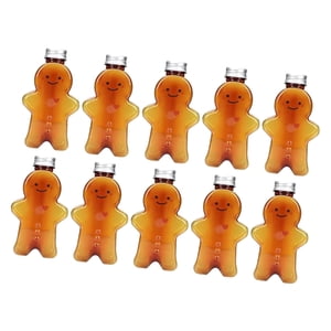 Magideal - 10 Piezas Botellas De Jugo Vacías Con Tapa Hermética También Como Recipientes Para Líquidos Envases De Leche Y Tarros De Plástico Con Forma Divertida Marrón