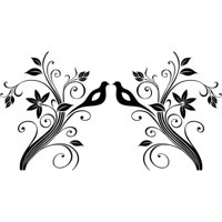 Rienda Libre Graphics - Decomural Floral Bird Flower Headboard Ws-18423