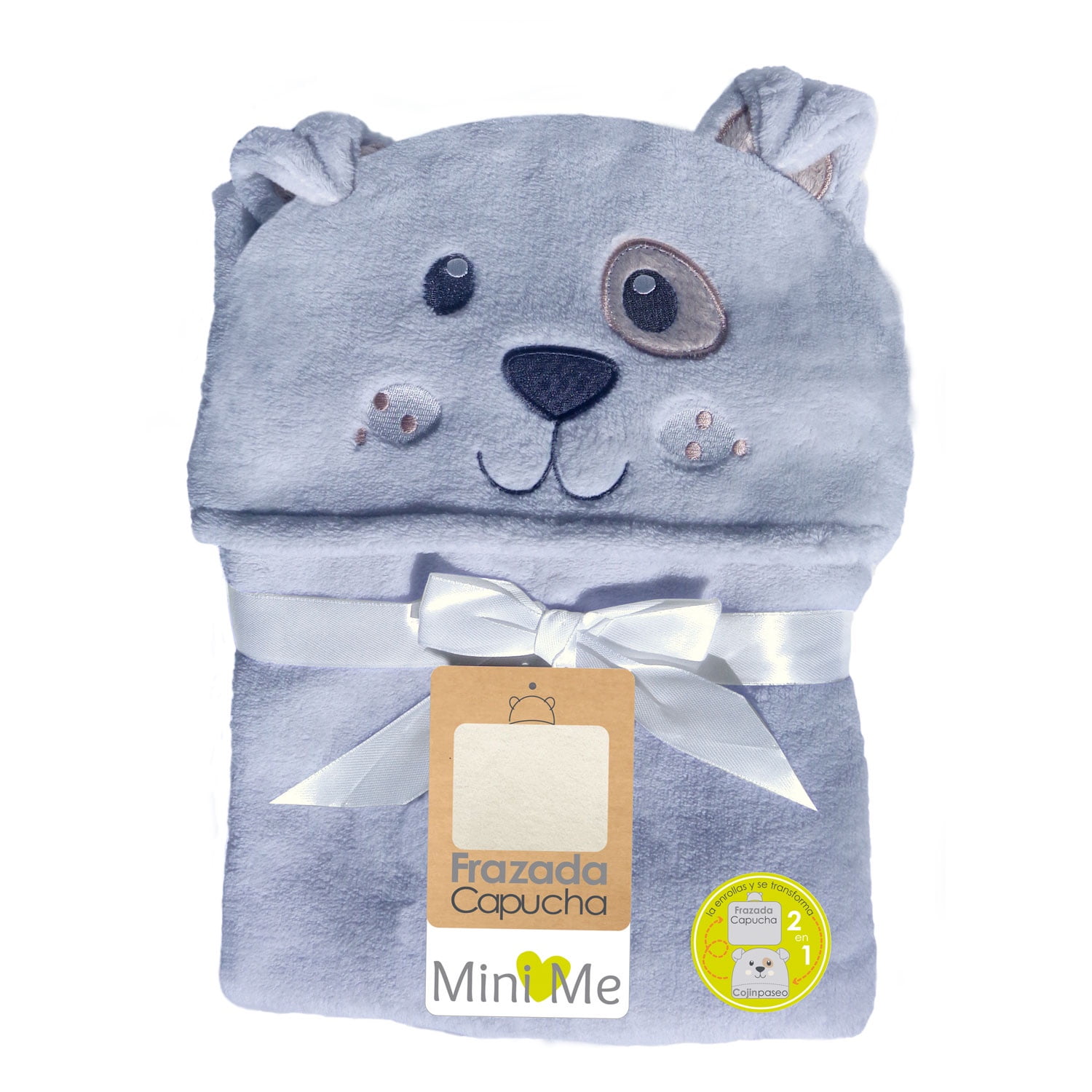 Mini Me - Frazada Con Capucha Para Bebé Gris (perrito)