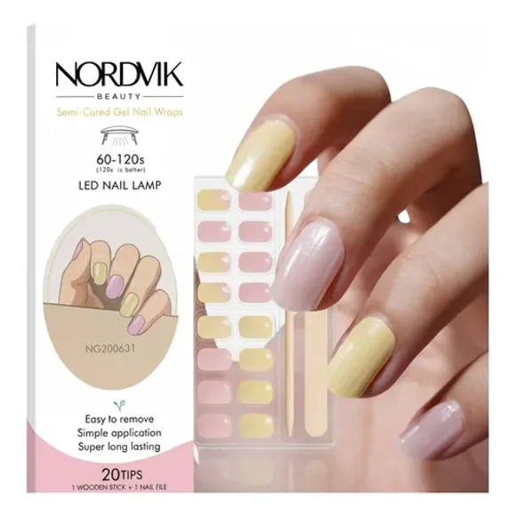 Sticker para Uñas Gel, Lampara Uv, Nordvik, Pastel Yellow Otoñal