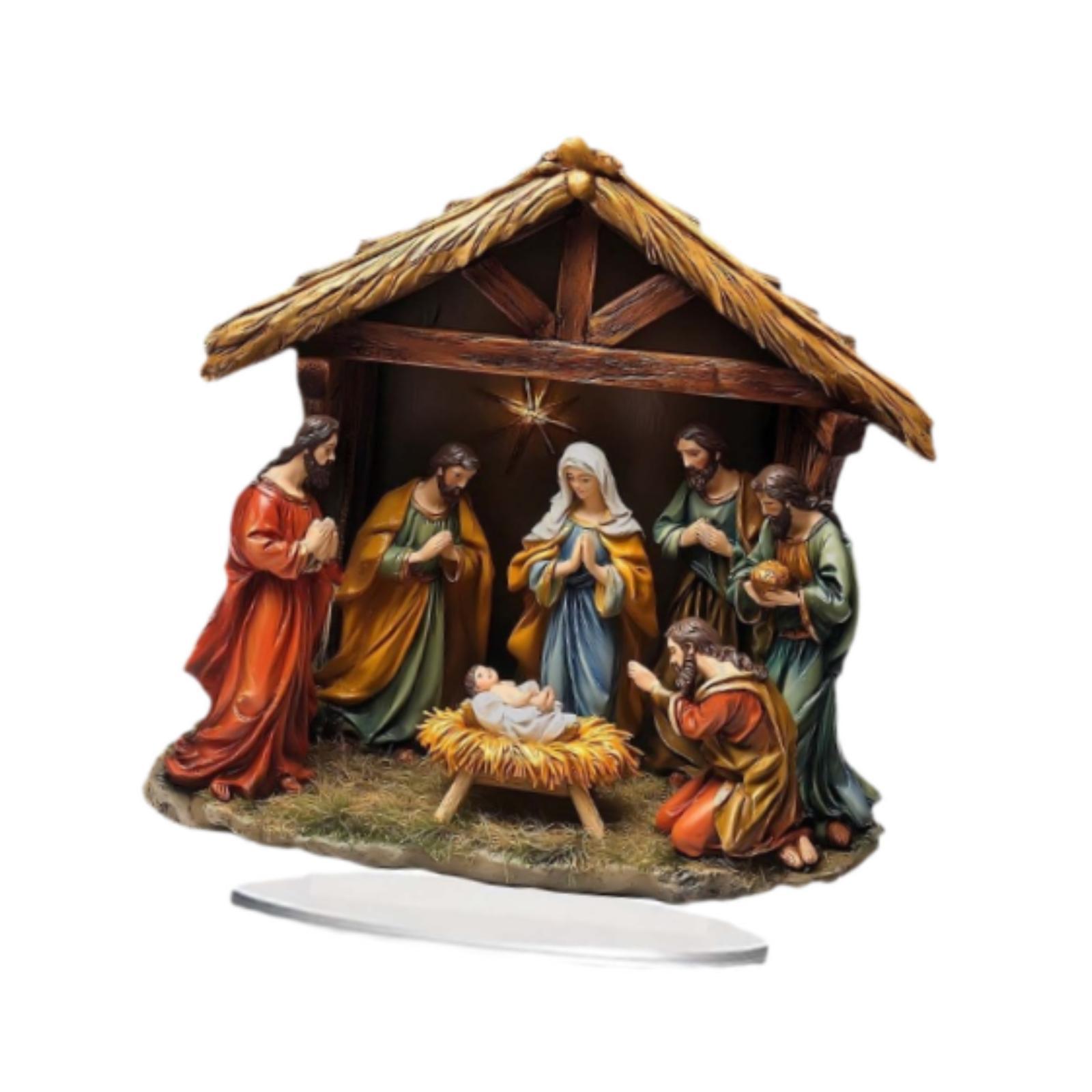 Bothyi - Estatua De Navidad De Regalo De Estatuilla De Nacimiento De Jesús Para Sala De Estar Interior De Escritorio