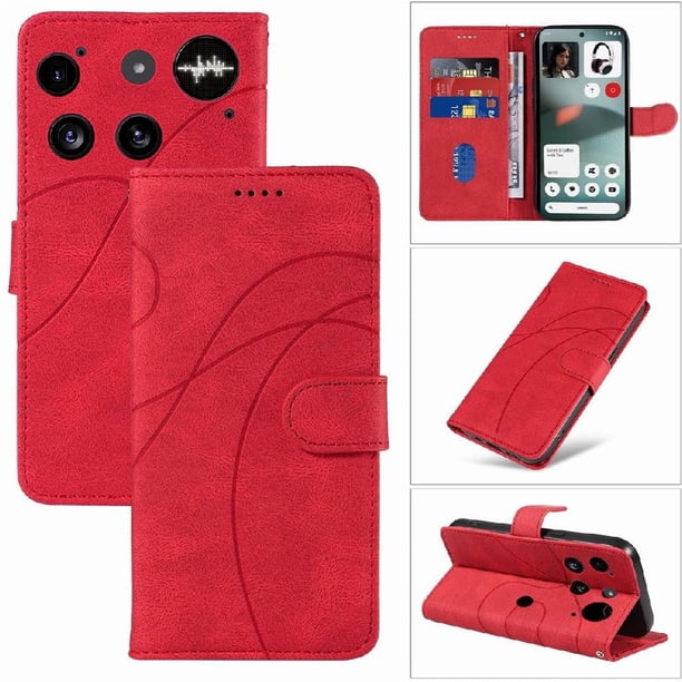 Funda tipo cartera con tapa para Nothing Phone 3 con tarjetero, soporte y cubierta magnética Rojo