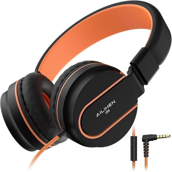 Auriculares intraurales AILIHEN I35 Kids Safe, volumen 93 dB, negro y naranja