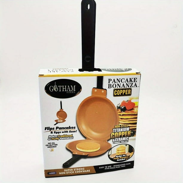 1pc Steel Double Pan, The Perfect Pancake Maker, Nonstick Easy To Flip Pan, Double Sided Frying Pan For Fluffy Pancakes, Omelets, Cooking Eggs Frittatas & More! Pancake Pan Dishwasher Safe Large, Cook