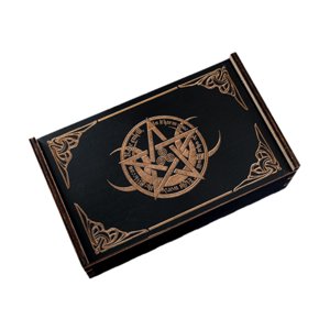 Magideal - Estuche De Madera Para Cartas De Tarot, Caja De Tarot Con Tapa Deslizante, Organizador Multiusos Para Cartas, Porta Baratijas Decorativo, Hecho De Madera, Ideal Para Decoración Del Pentagrama