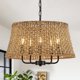 thumbnail image 1 of Candelabro YOMECOO de 50 cm estilo Boho de ratán con 5 luces, negro, 1 of 9