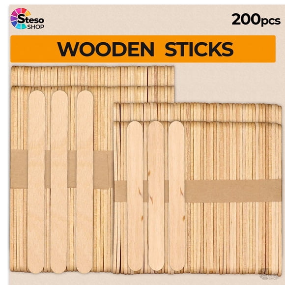 StesoSHOP 200 piezas de palitos de madera de tamaños variados para manualidades