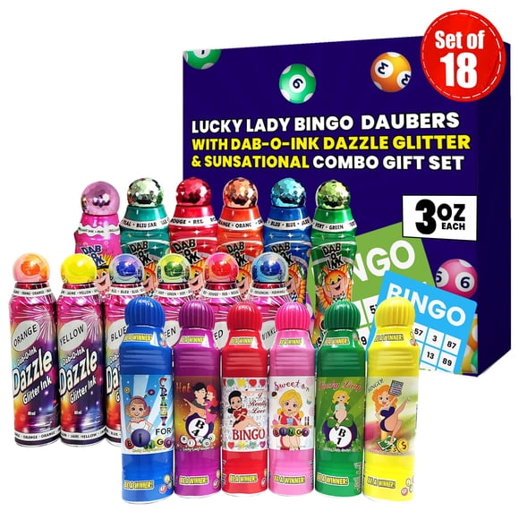 Purpurina Dab-O-Ink de Bingo Daubers Lucky Lady, 80 ml, 18 unidades