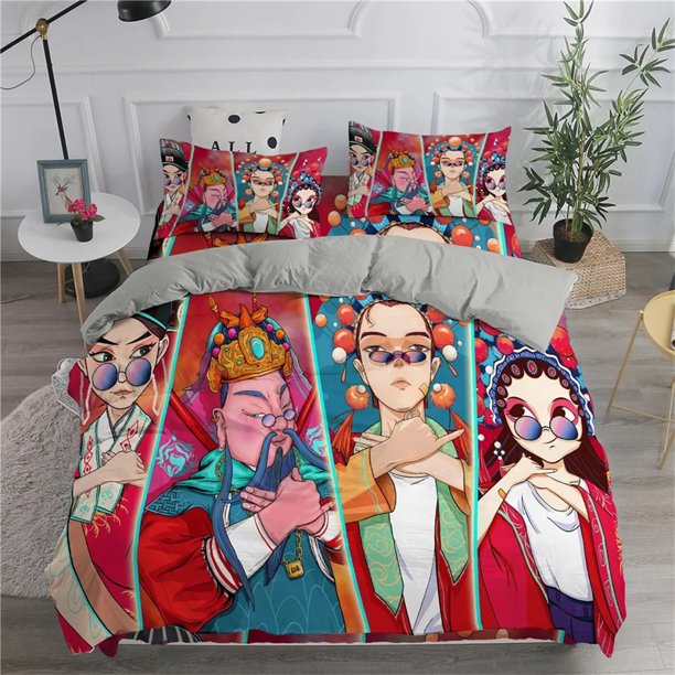 Chinese Traditional Peking Opera Duvet Cover Set and Quilt Cover Culture Combined with the Theme of Modern Art