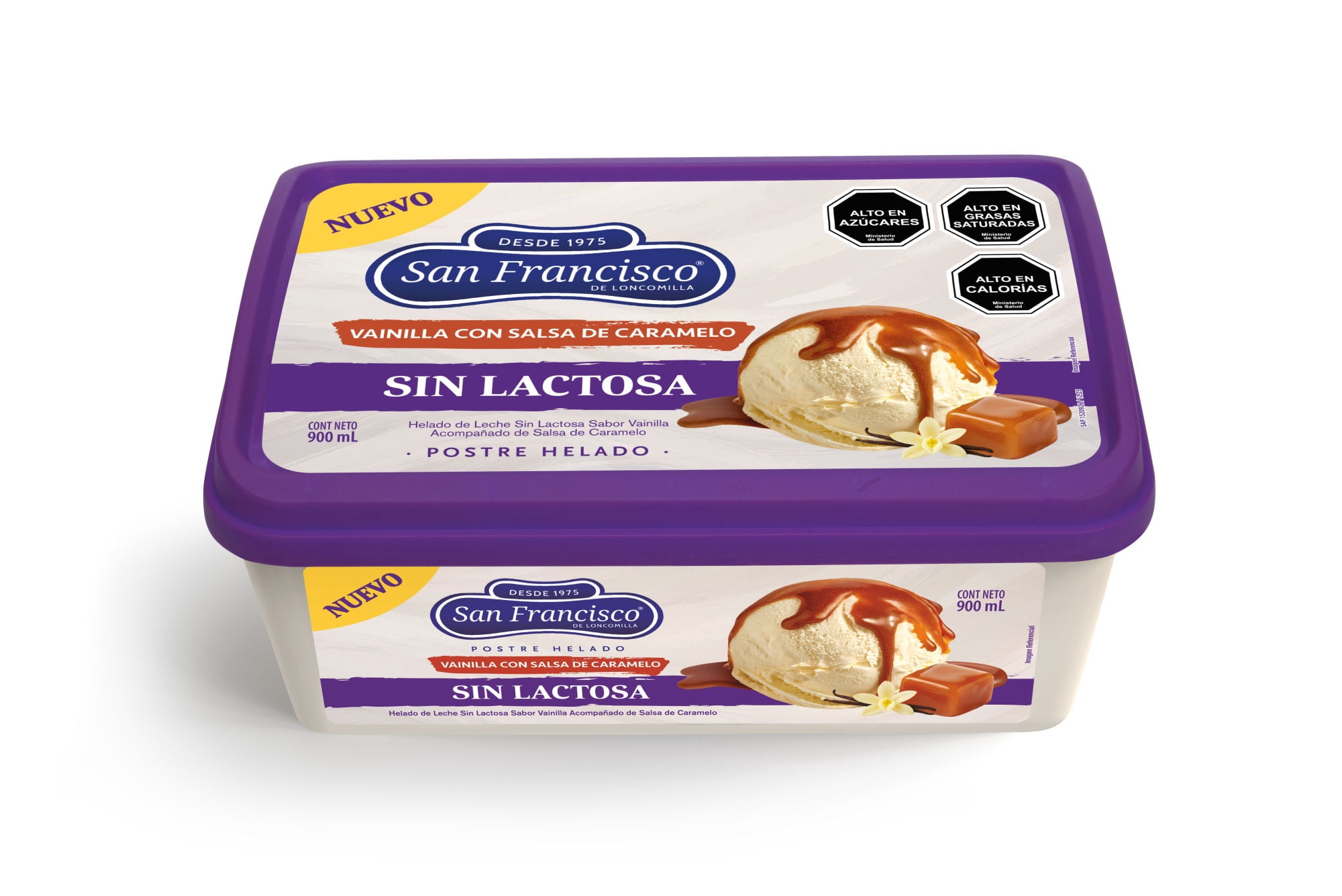 Postre Helado  vainilla caramelo Sin Lactosa Cassata, 900 ml
