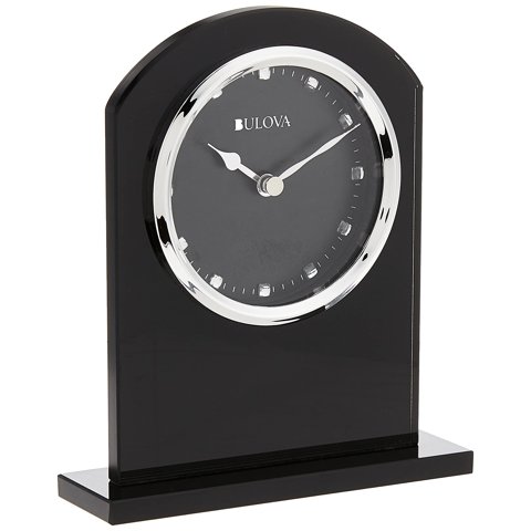 Reloj De Escritorio Bulova B5010 Negro Con Cristal De Ébano, Funciona Con Pilas