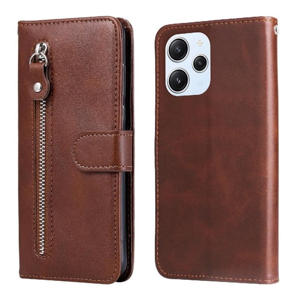 Funda con Cremallera para Xiaomi Poco M6 Pro 5G, Carcasa Cartera de Cuero PU con Soporte y Tarjetero