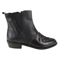 Botín Exs Vaquero Tachas Cuero Negro