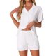 thumbnail image 1 of Conjunto de Pijama de Algodón 100% para Mujer de INSPIRE CHIC Manga Corta Abotonado con Bolsillos y Shorts de Cintura Elástica XL Blanco, 1 of 6