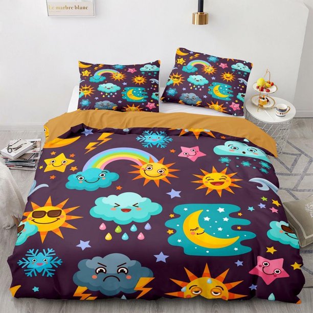 Colorful Rainbow Girl Gift Quilt Duvet Cover Set Super Bedding3-Piece Bedding Set