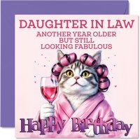 Tarjeta De Felicitación Stuff4 Para Nuera, Rizador De Cumpleaños Con Forma De Gato