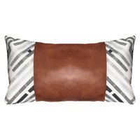 Elizabeth Peper - Funda Cojin Decorativo Ecocuero Gris Y Beige 50X30